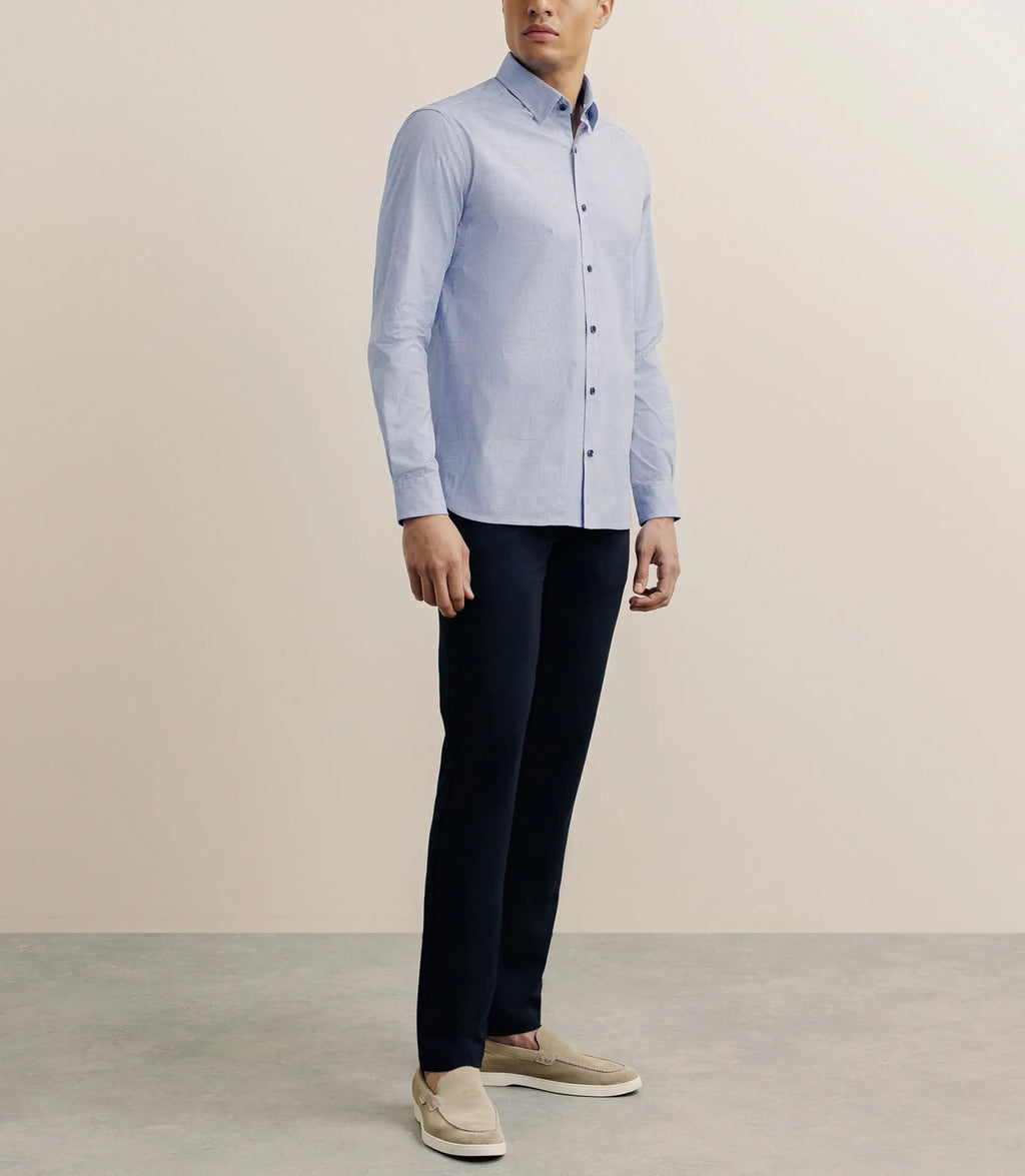 Chemise manches longue droite bleue - IZAC
