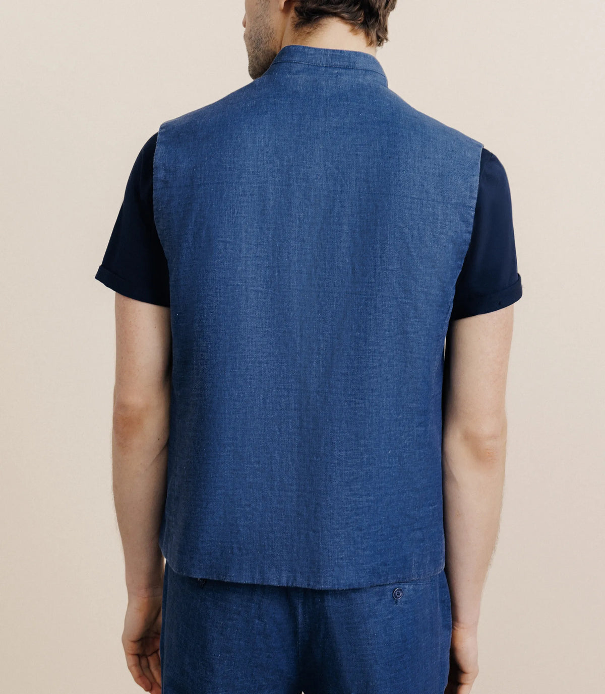 Blouson sans manche indigo - IZAC