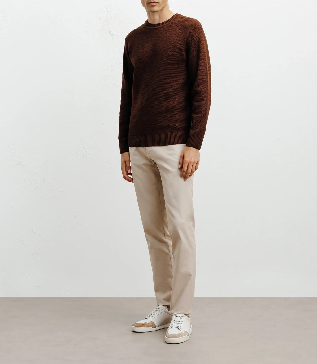 Pull col rond jeux de points chocolat - IZAC