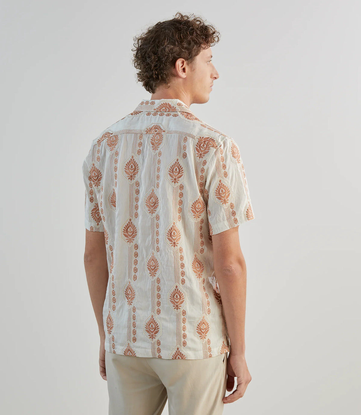 Chemise casual brodée orange - IZAC