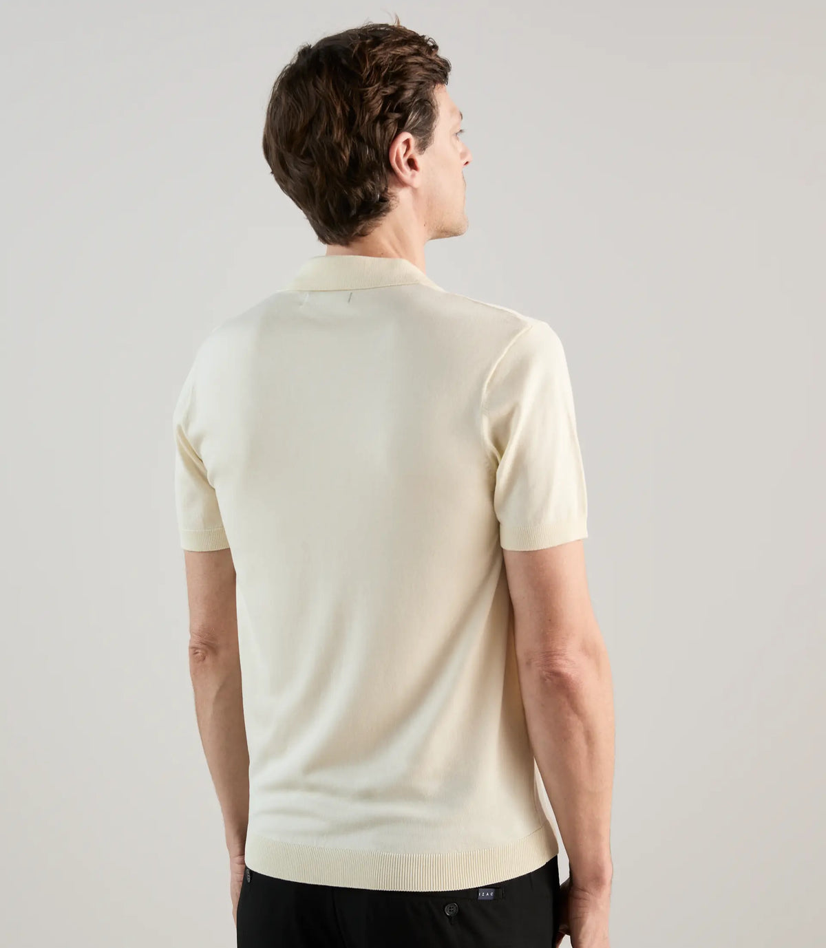Polo col ouvert en maille jaune pâle - IZAC