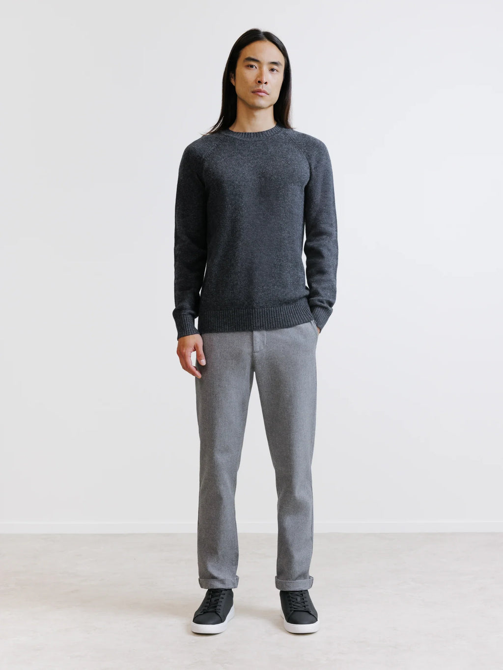 Pull en laine col rond anthracite - IZAC