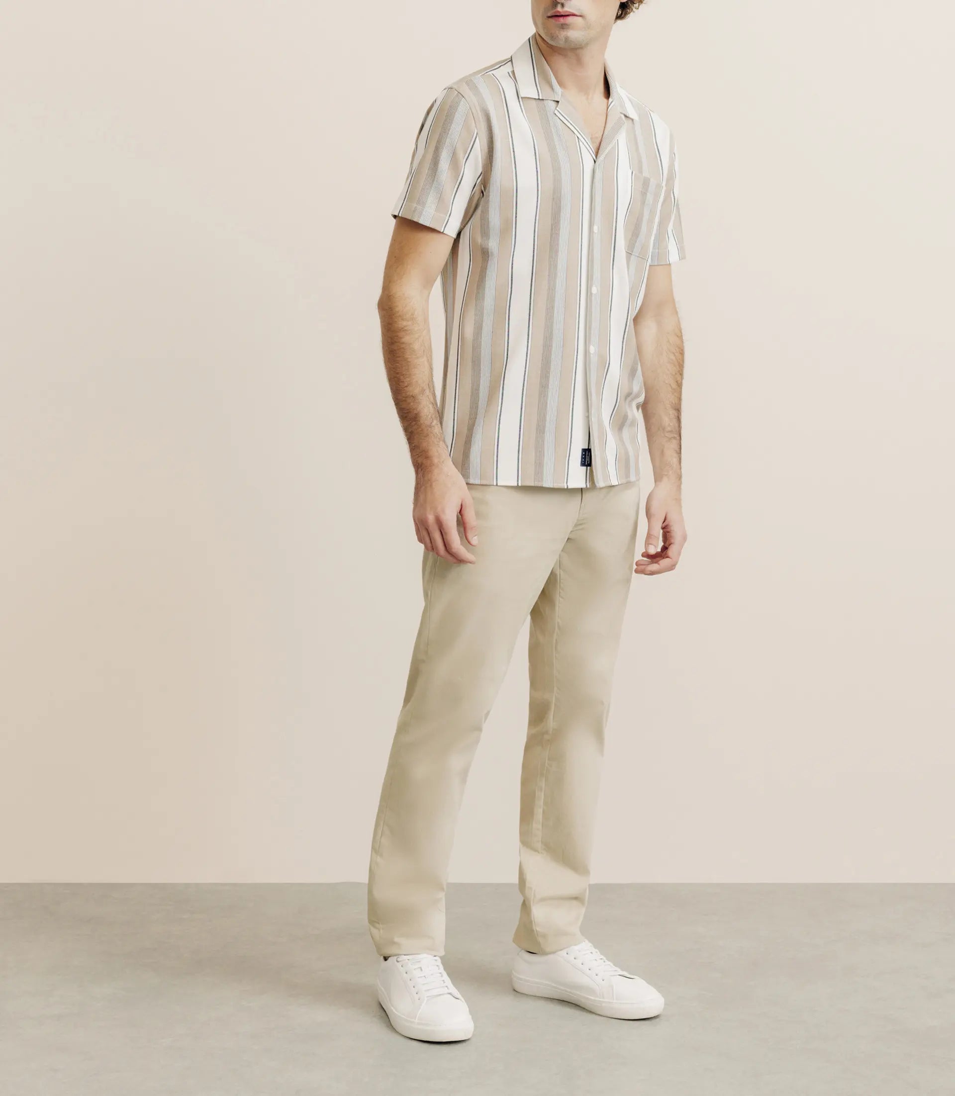 Chemise manches courtes rayée beige - IZAC