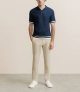 Polo boutonné en jersey marine - IZAC