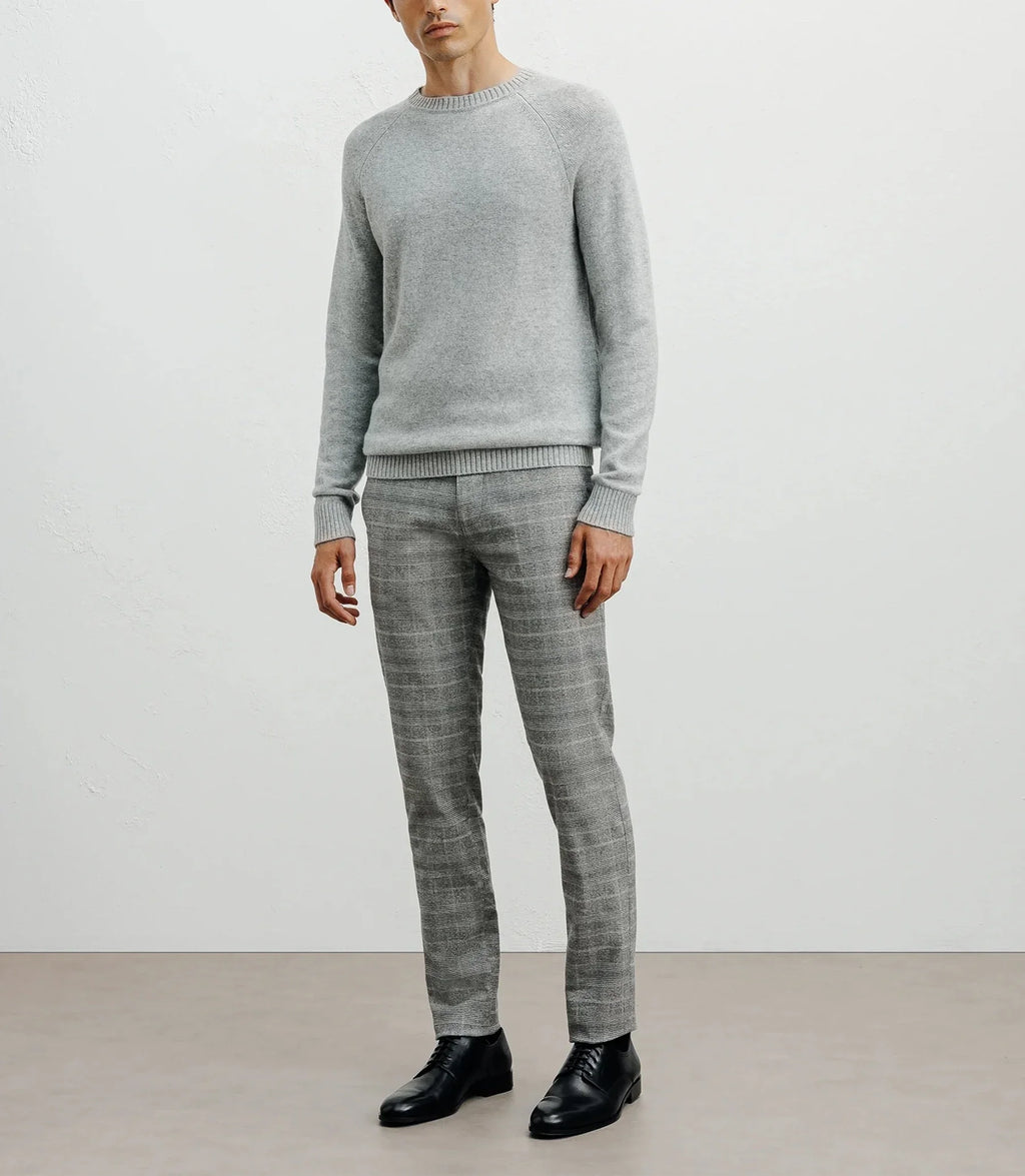 Pull en laine col rond gris chiné - IZAC