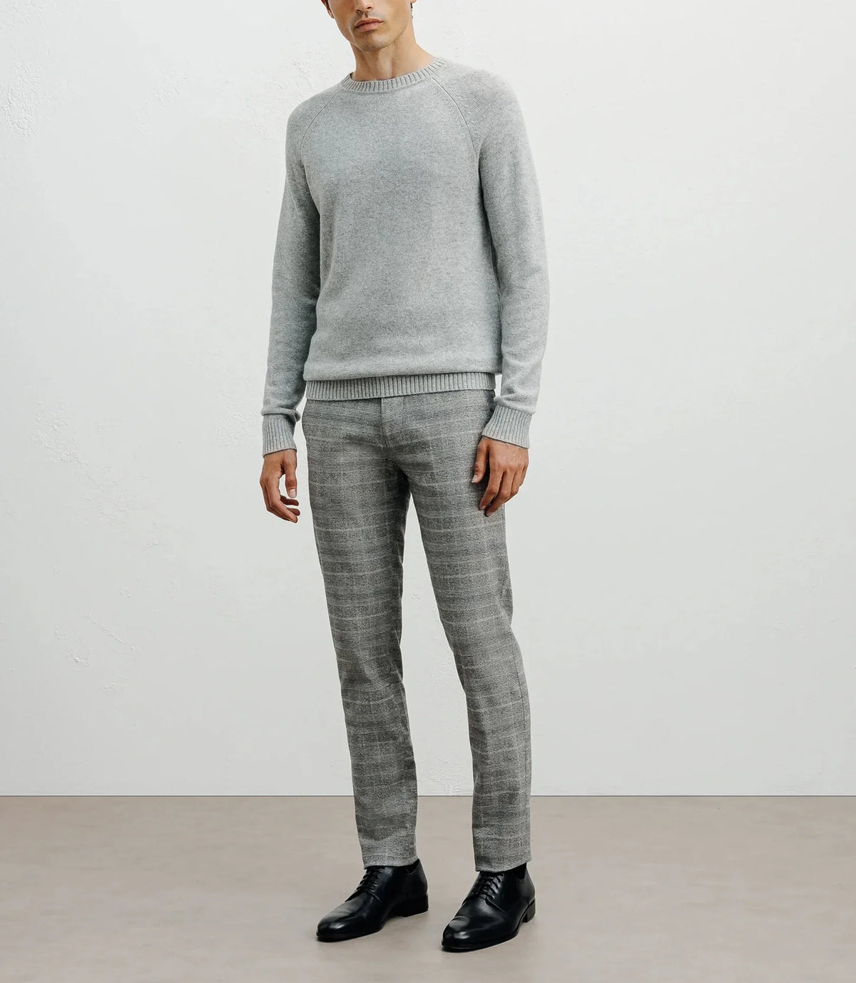 Pull en laine col rond gris chiné - IZAC
