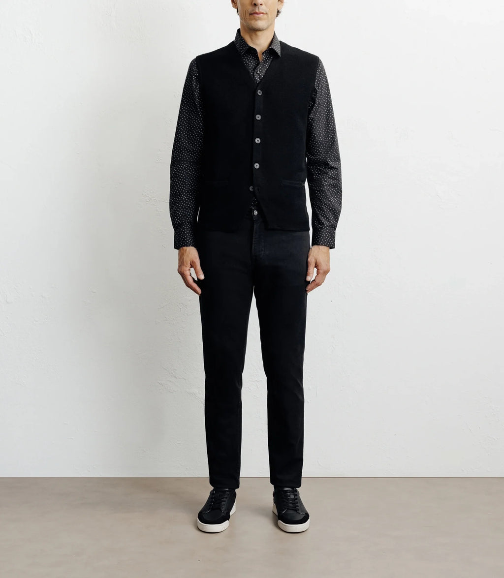 Gilet sans manches boutonné jeux de points noir - IZAC