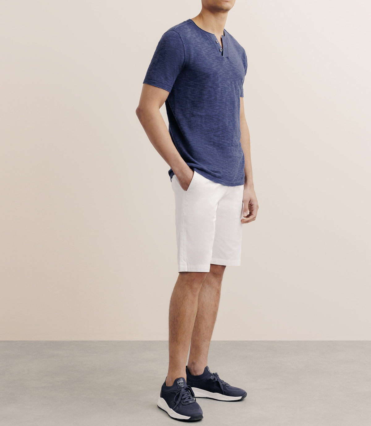 T-shirt boutonné marine - IZAC