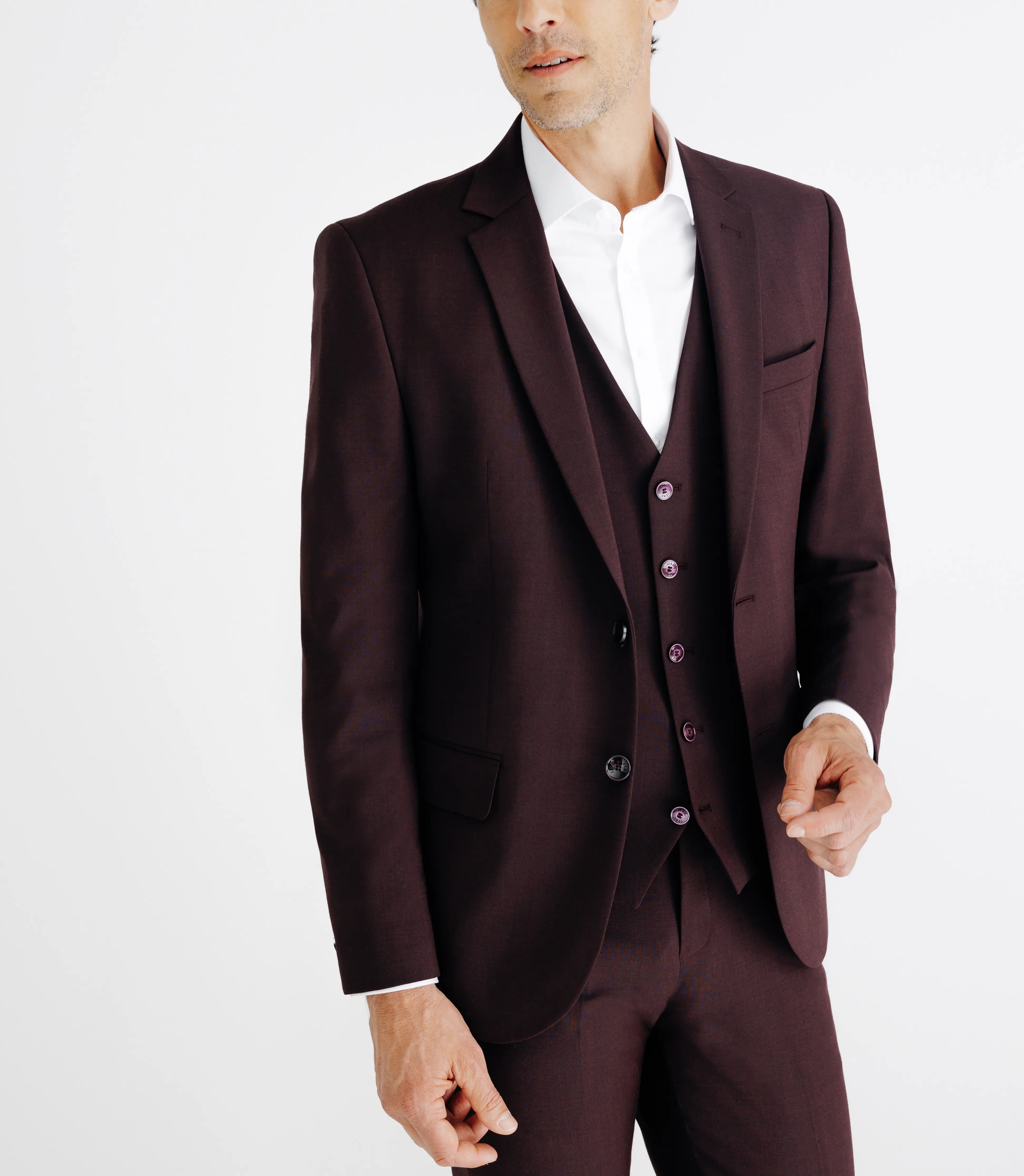 Costume ajusté 2 boutons bordeaux - IZAC