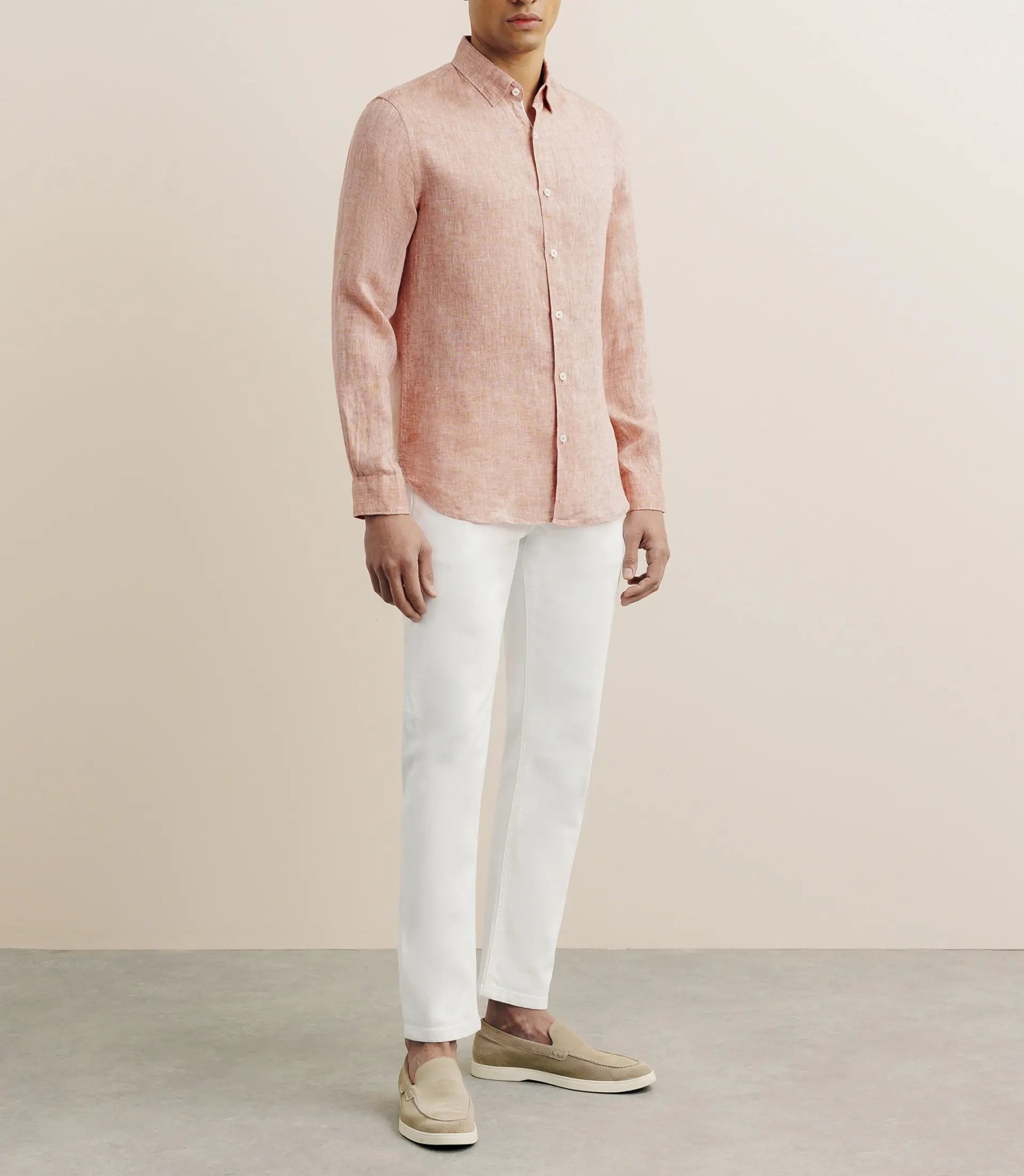 Chemise regular 100% lin orange - IZAC