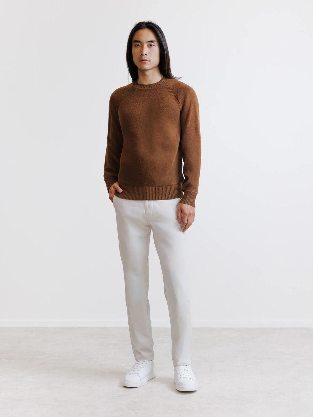 Pull en laine col rond tabac - IZAC