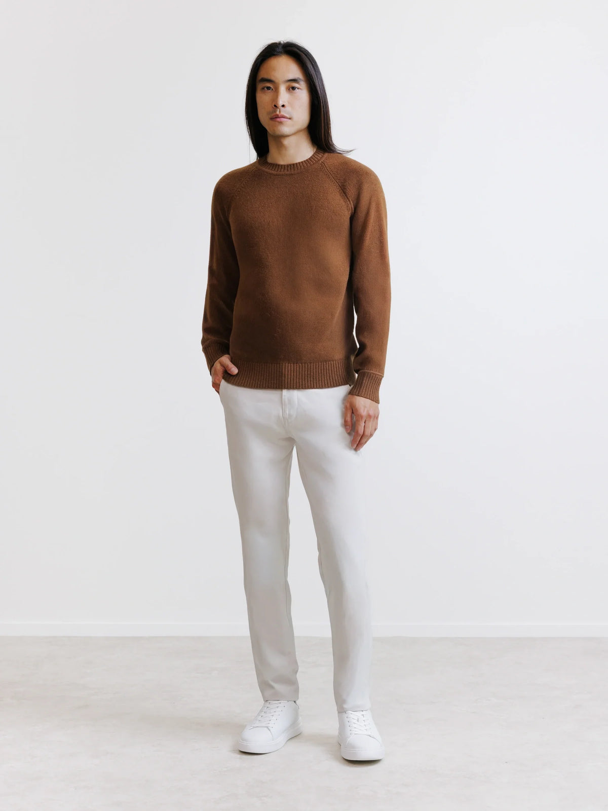 Pull en laine col rond tabac - IZAC