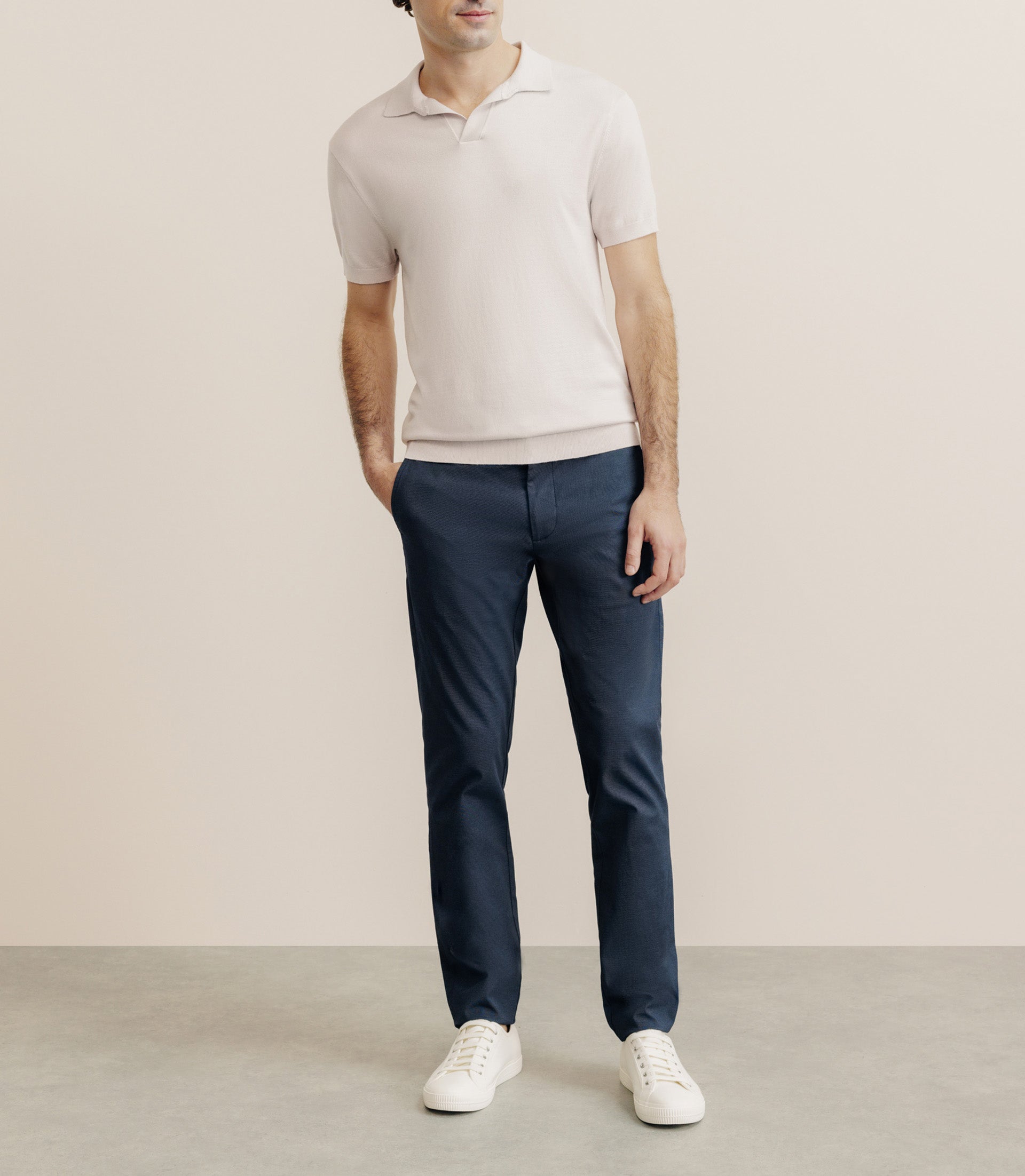 Polo col ouvert en maille rose - IZAC