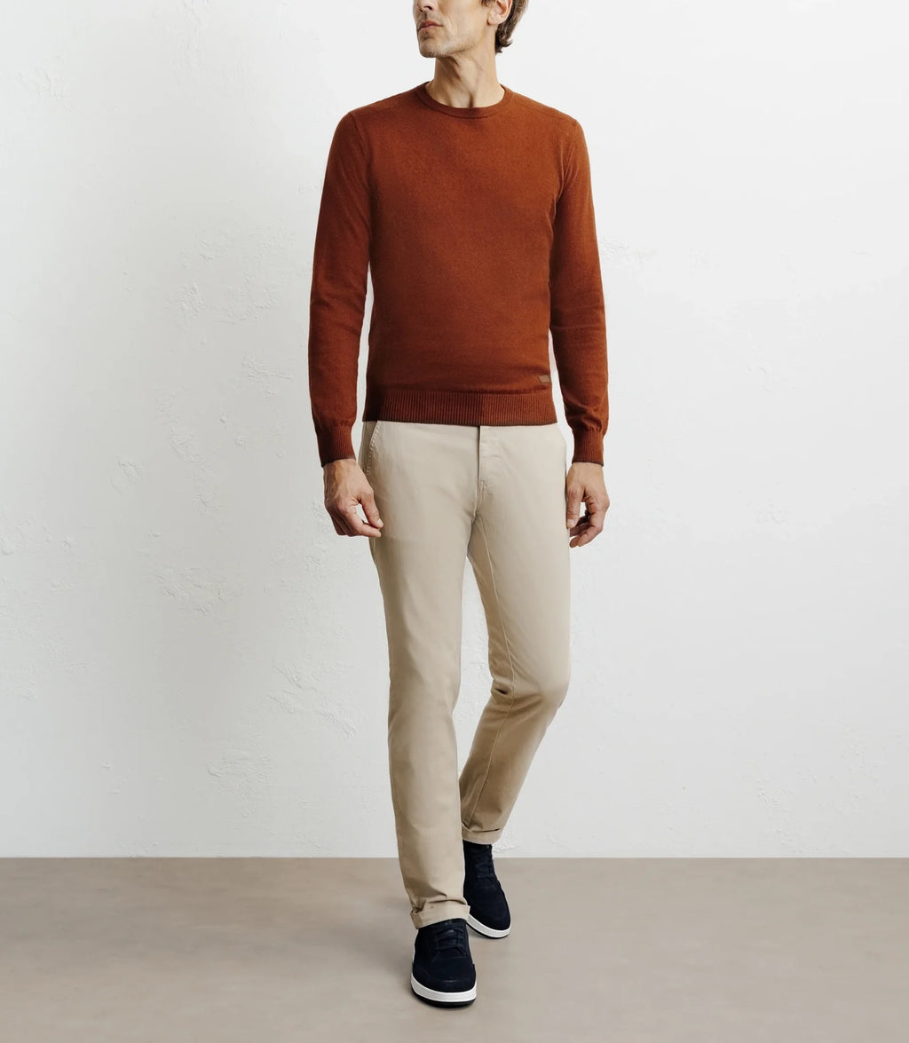 Pull col rond en coton rouille - IZAC