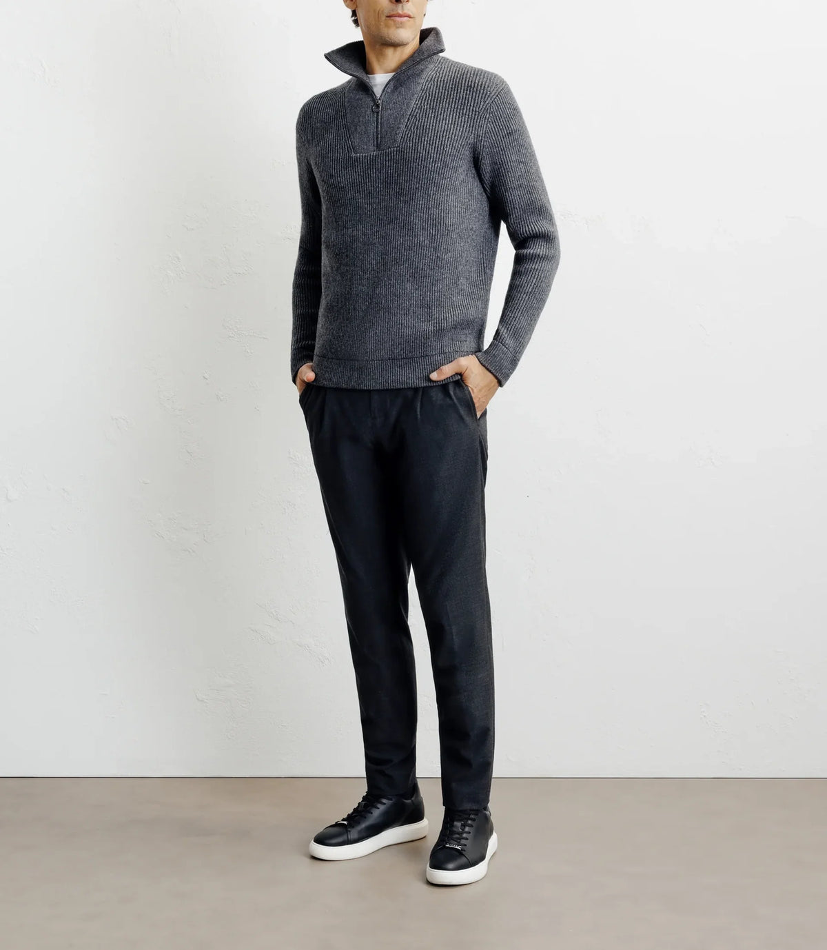Pull en laine col camionneur anthracite - IZAC
