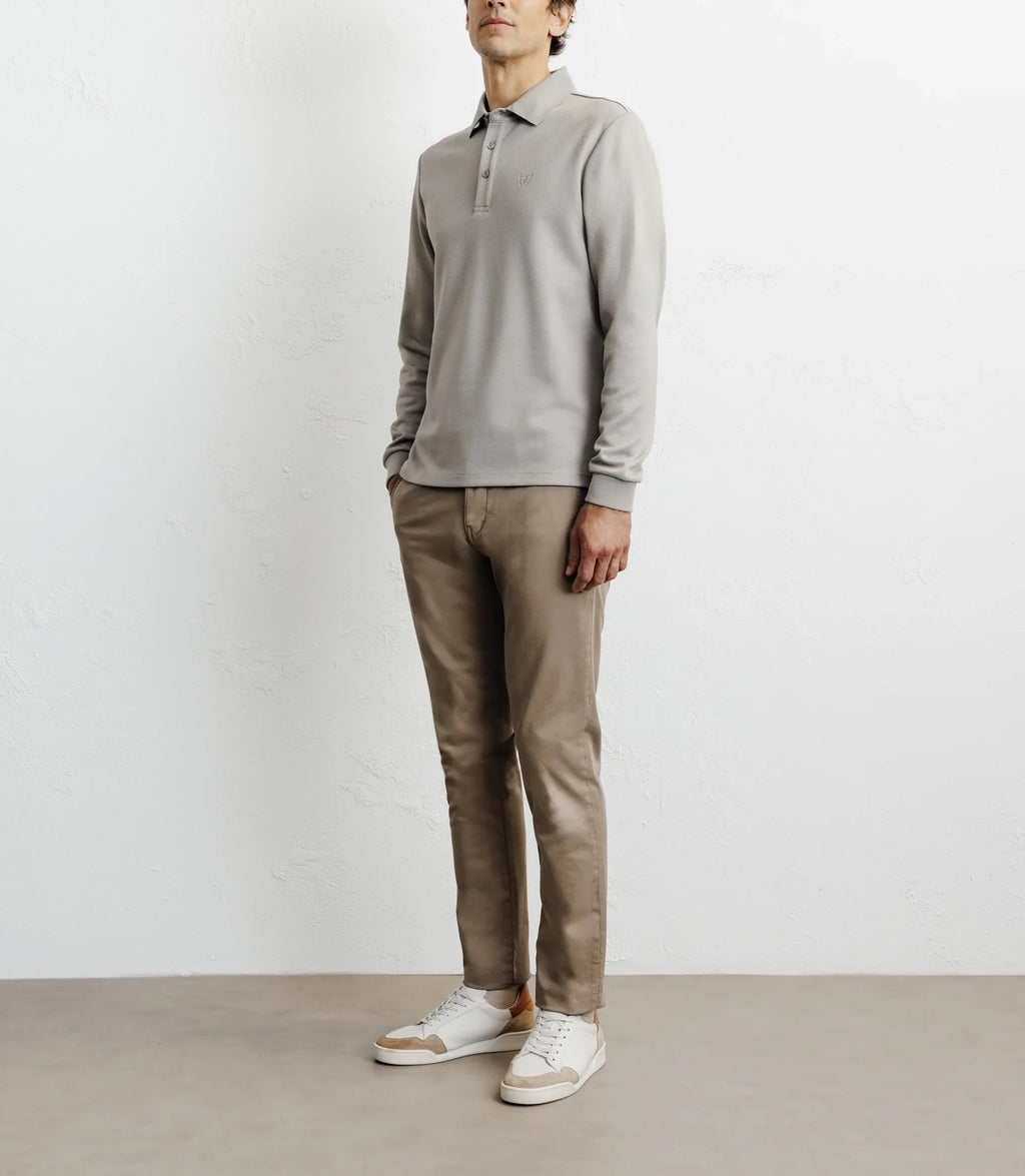 Polo boutonné en maille beige - IZAC