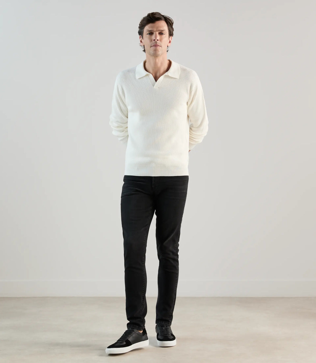 Pull col polo ecru - IZAC