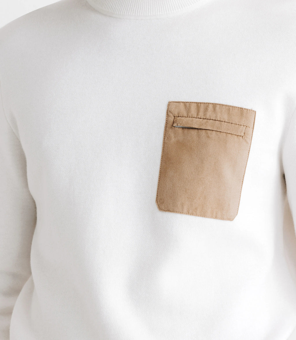 Pull col rond avec poche écru - IZAC