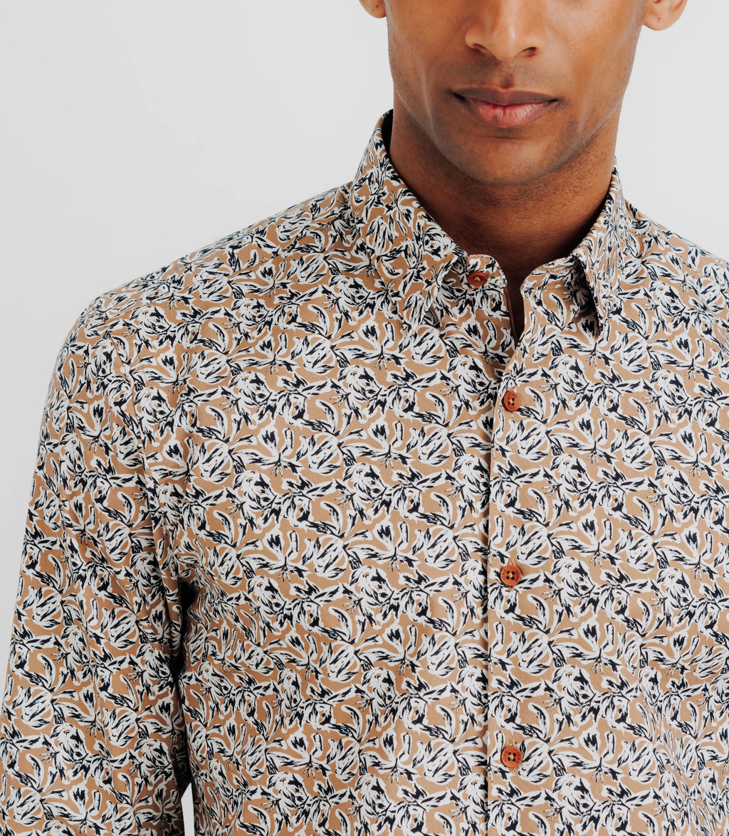 Chemise avec imprimé floral camel - IZAC