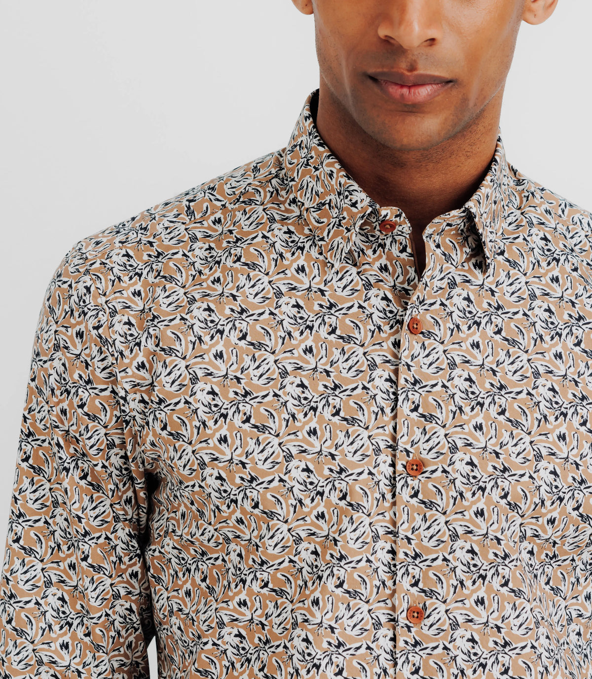 Chemise avec imprimé floral camel - IZAC