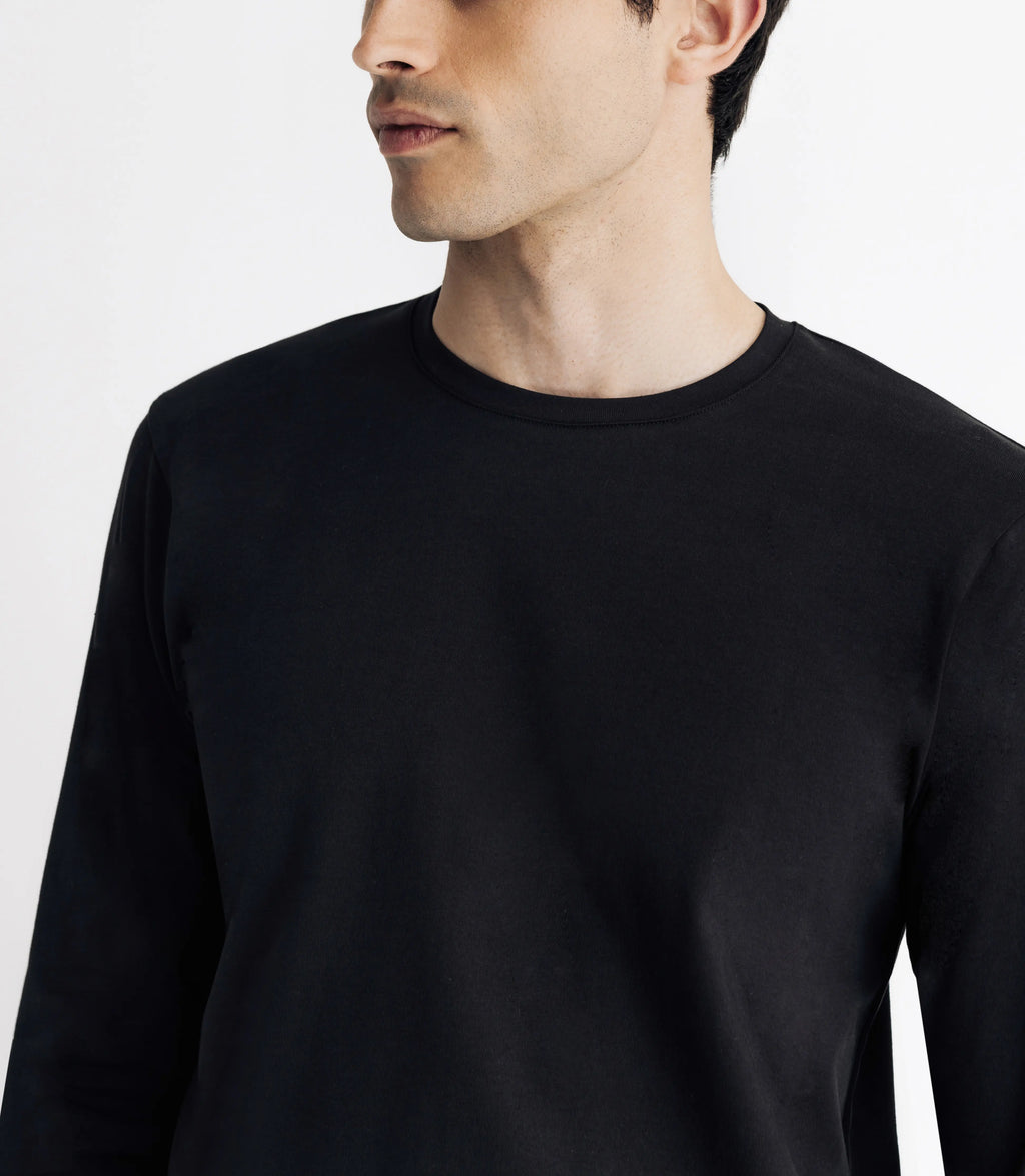 T-shirt en jersey manches longues noir - IZAC