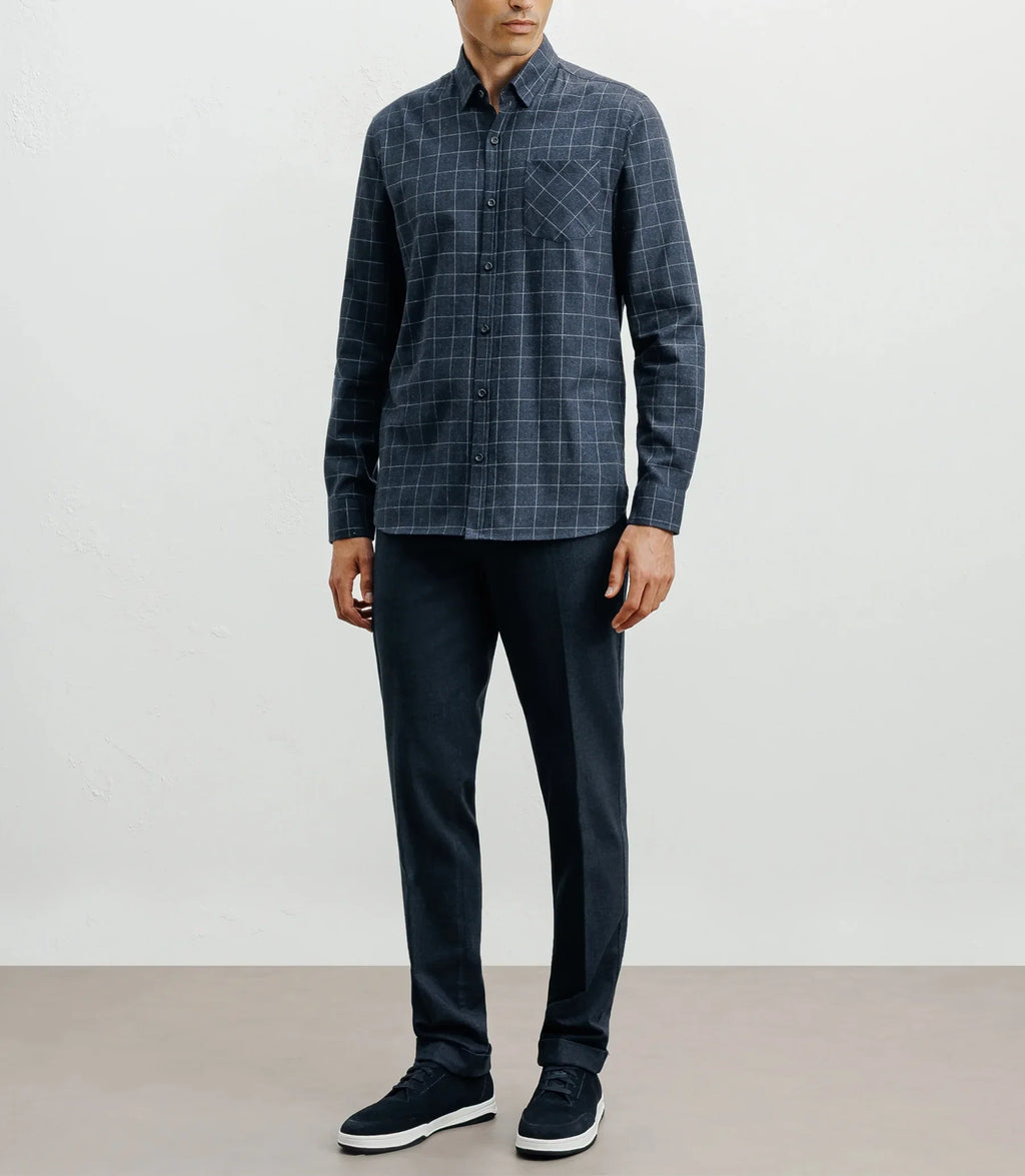 Chemise casual à petits carreaux marine - IZAC