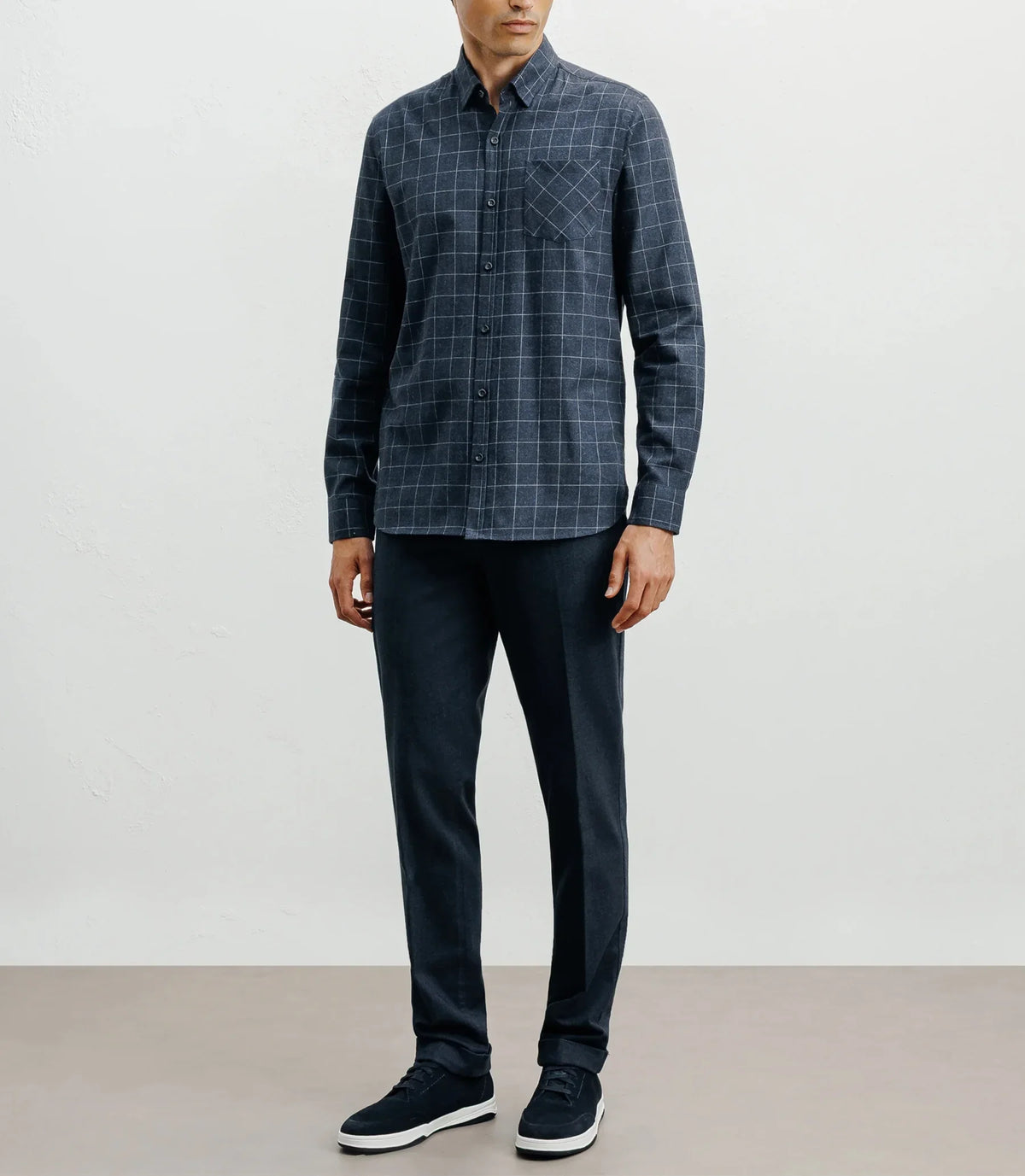 Chemise casual à petits carreaux marine - IZAC
