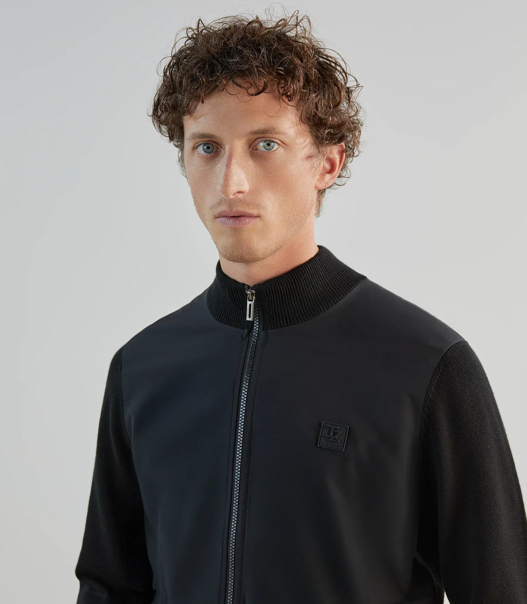 Gilet col montant bi - matière noir - IZAC