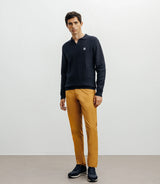 Pull col polo ouvert jeux de points marine - IZAC