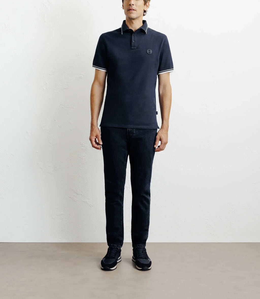 Polo piqué boutonné marine - IZAC