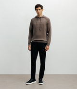 Pull à capuche en maille chatain - IZAC