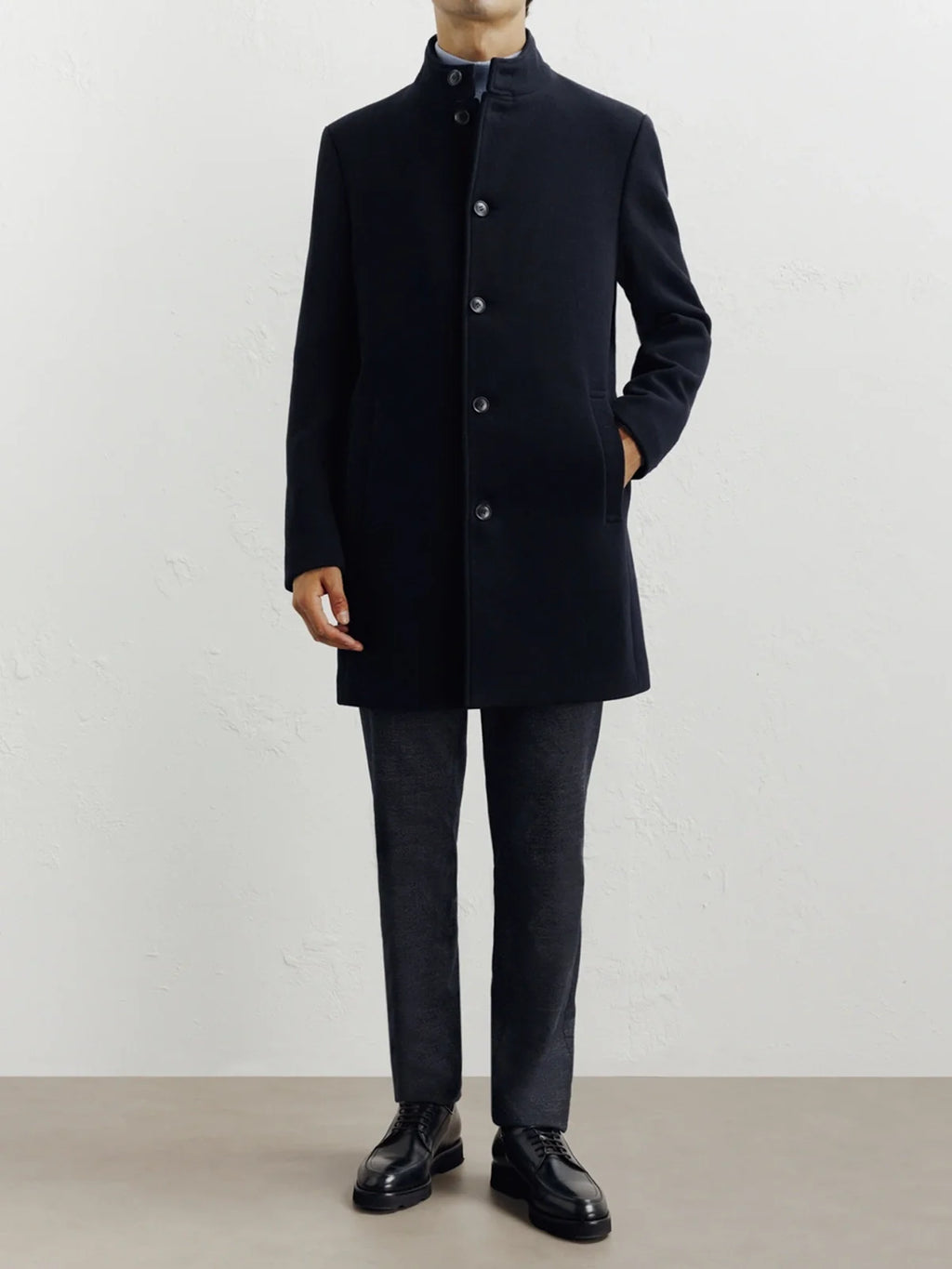 Manteau ville à col mao marine - IZAC