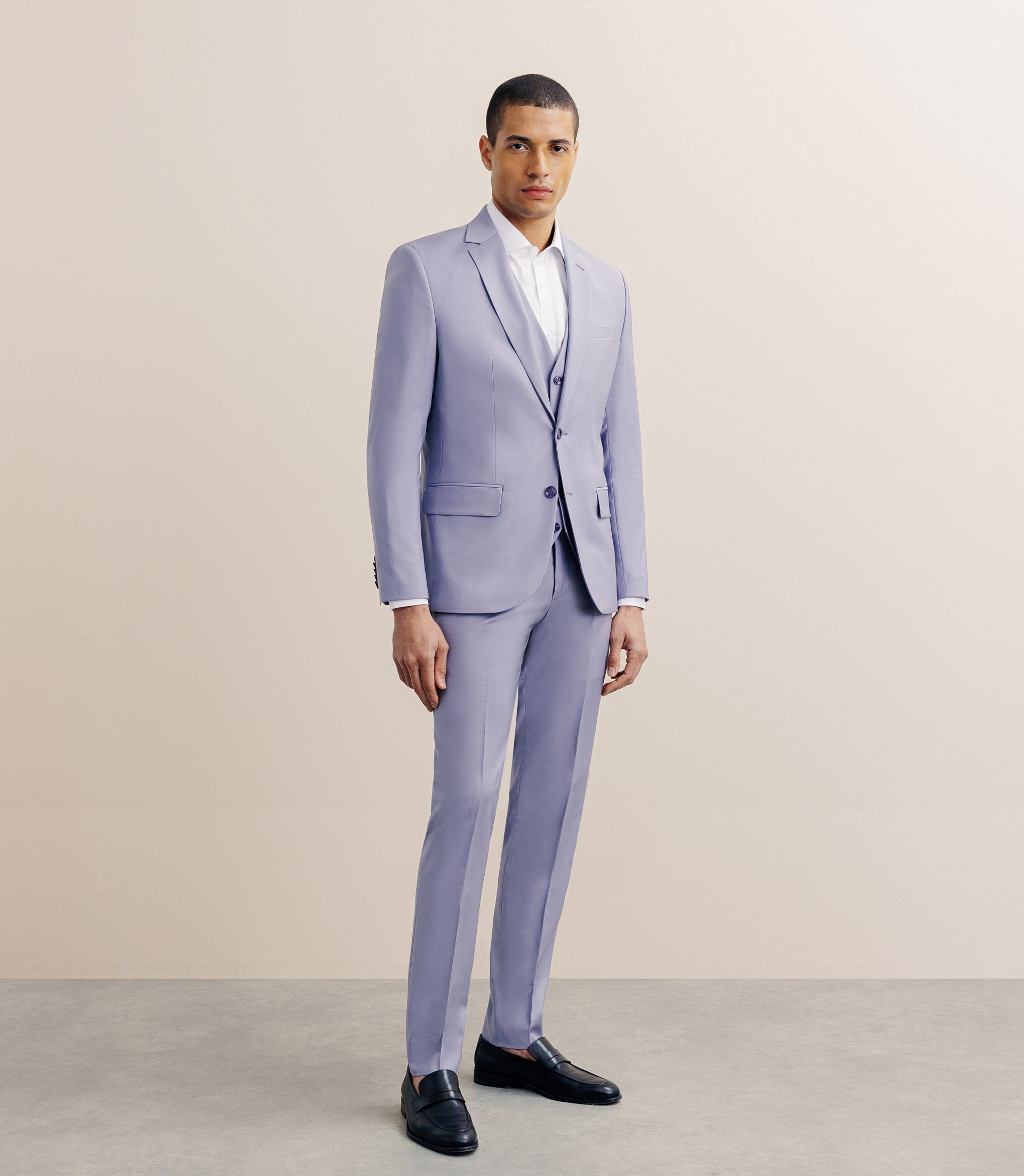 Costume 2 boutons laine majoritaire parme - IZAC