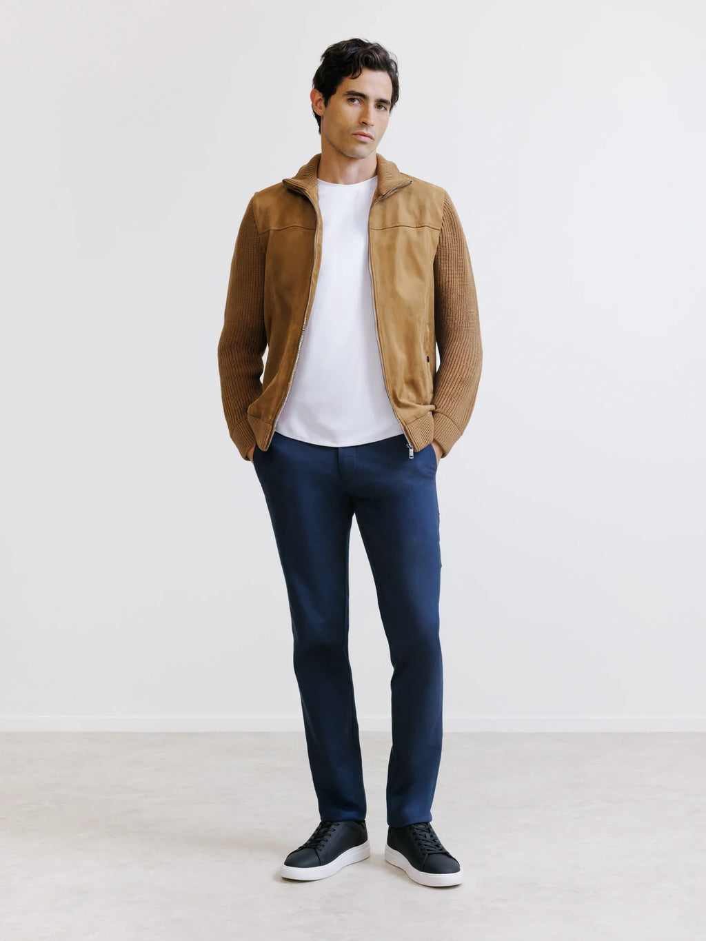 Gilet zippé bi-matière camel - IZAC