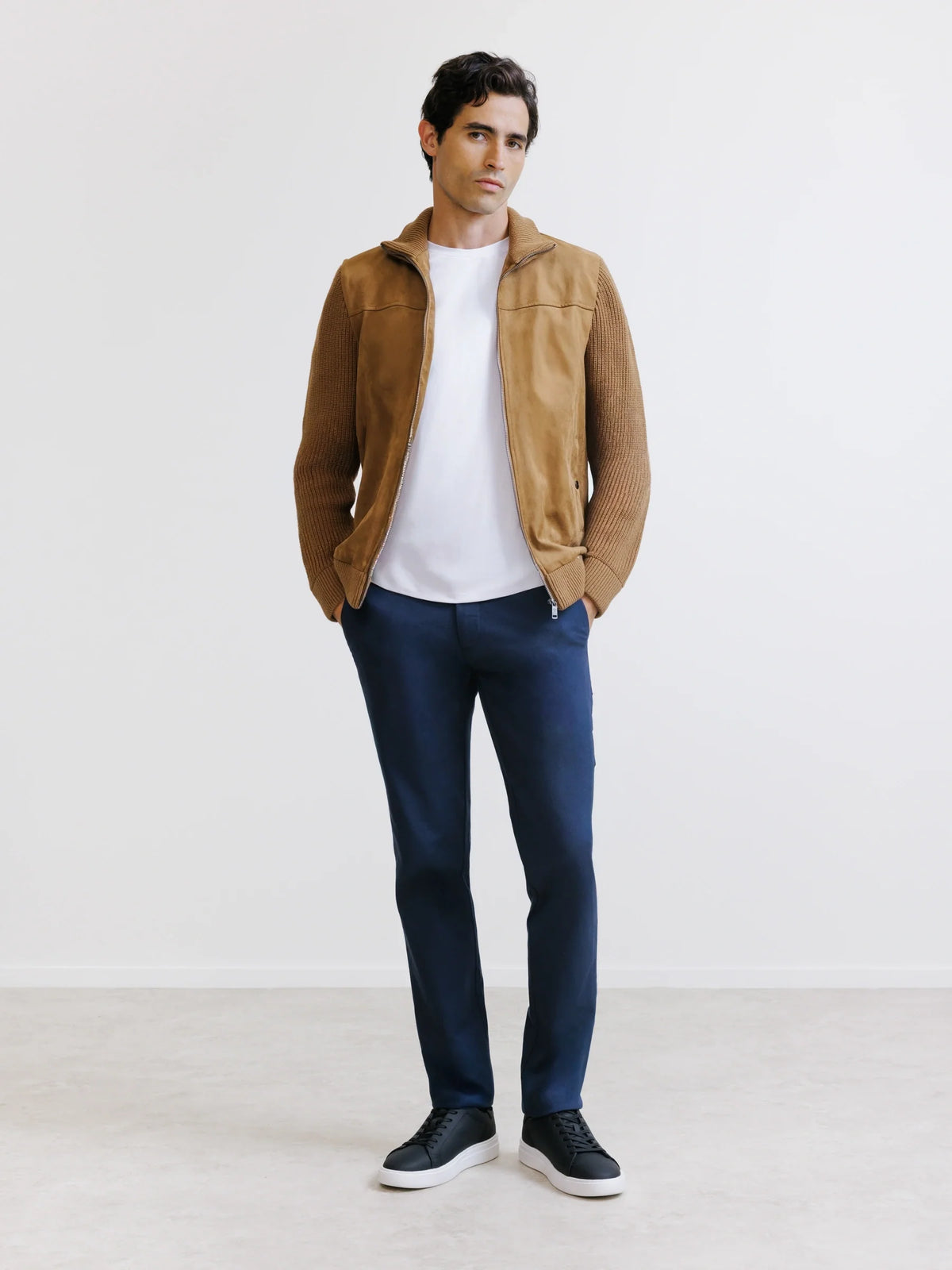 Gilet zippé bi-matière camel - IZAC