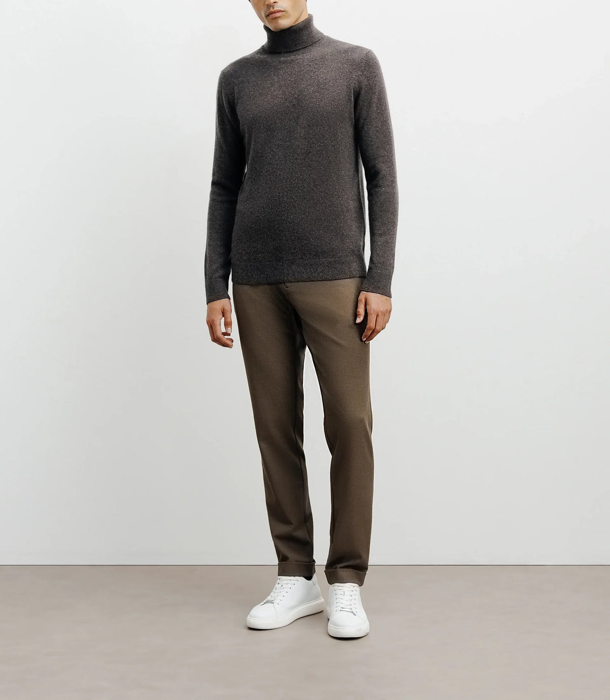 Pull col roulé 100% cachemire marron - IZAC