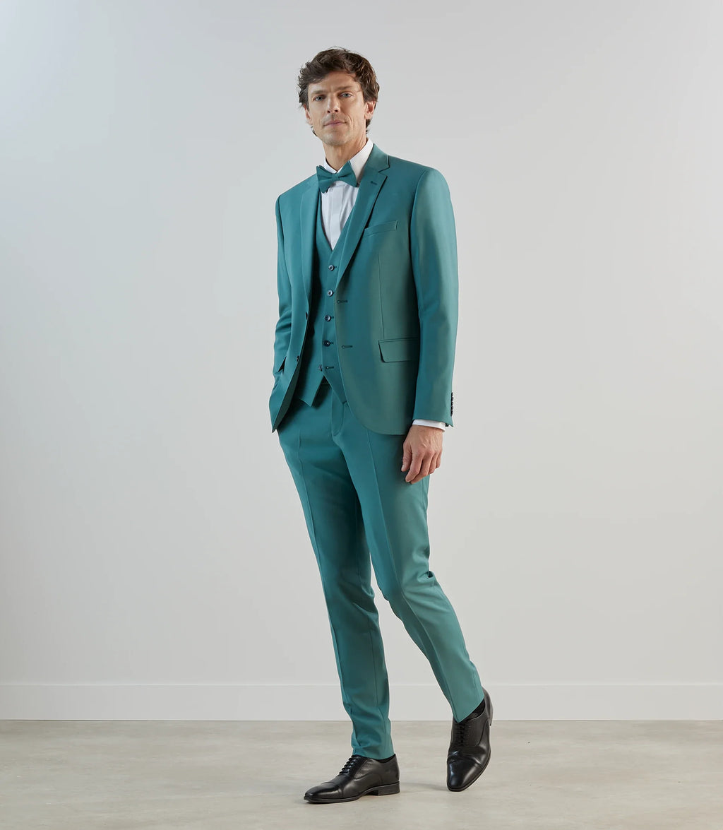 Costume 2 boutons en laine majoritaire vert - IZAC