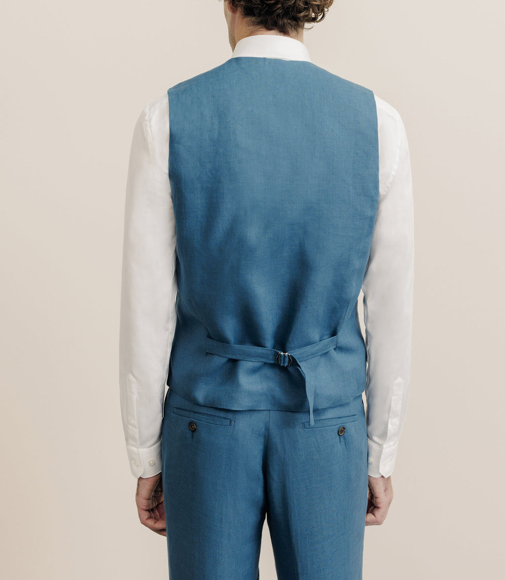 Gilet 100% lin bleu vert - IZAC