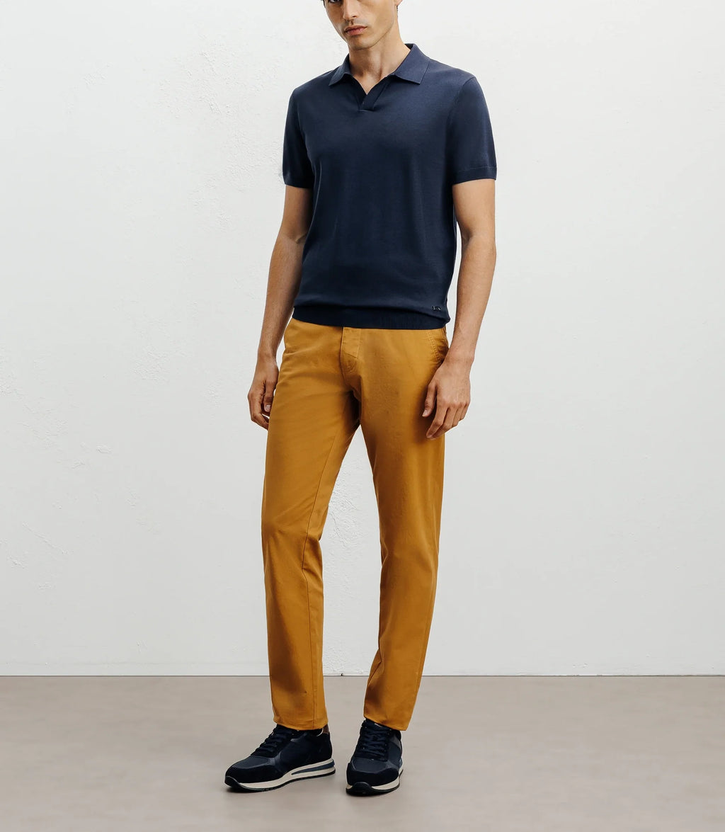 Polo col ouvert en maille bleu - IZAC
