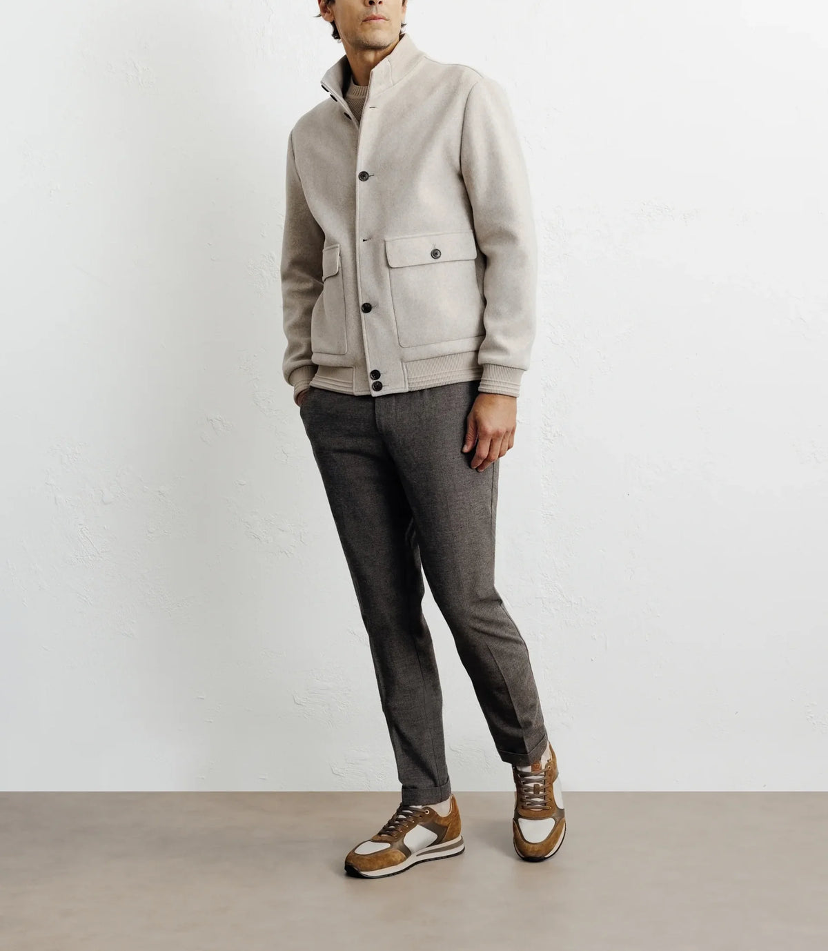 Blouson col montant beige - IZAC
