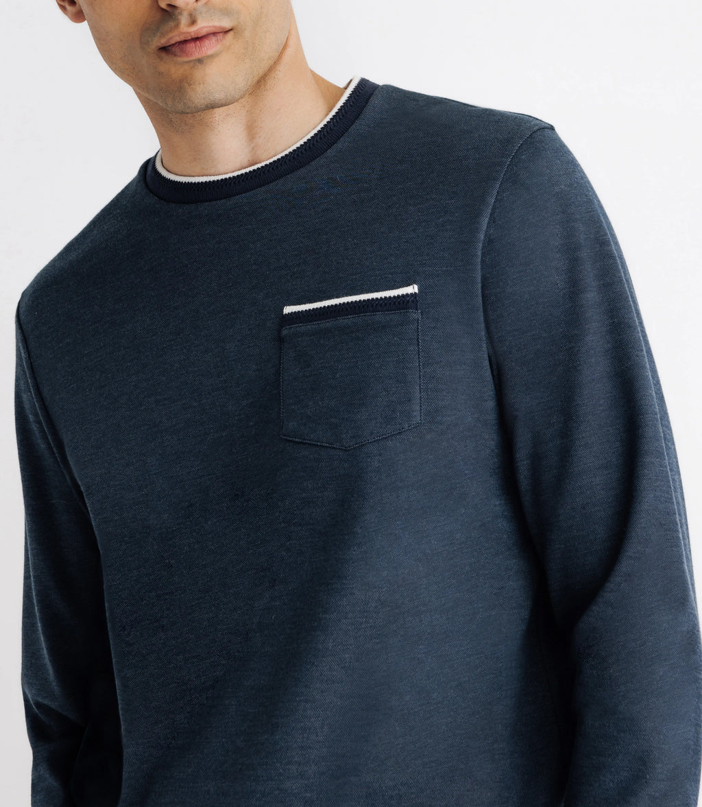 T-shirt col rond avec poche marine - IZAC