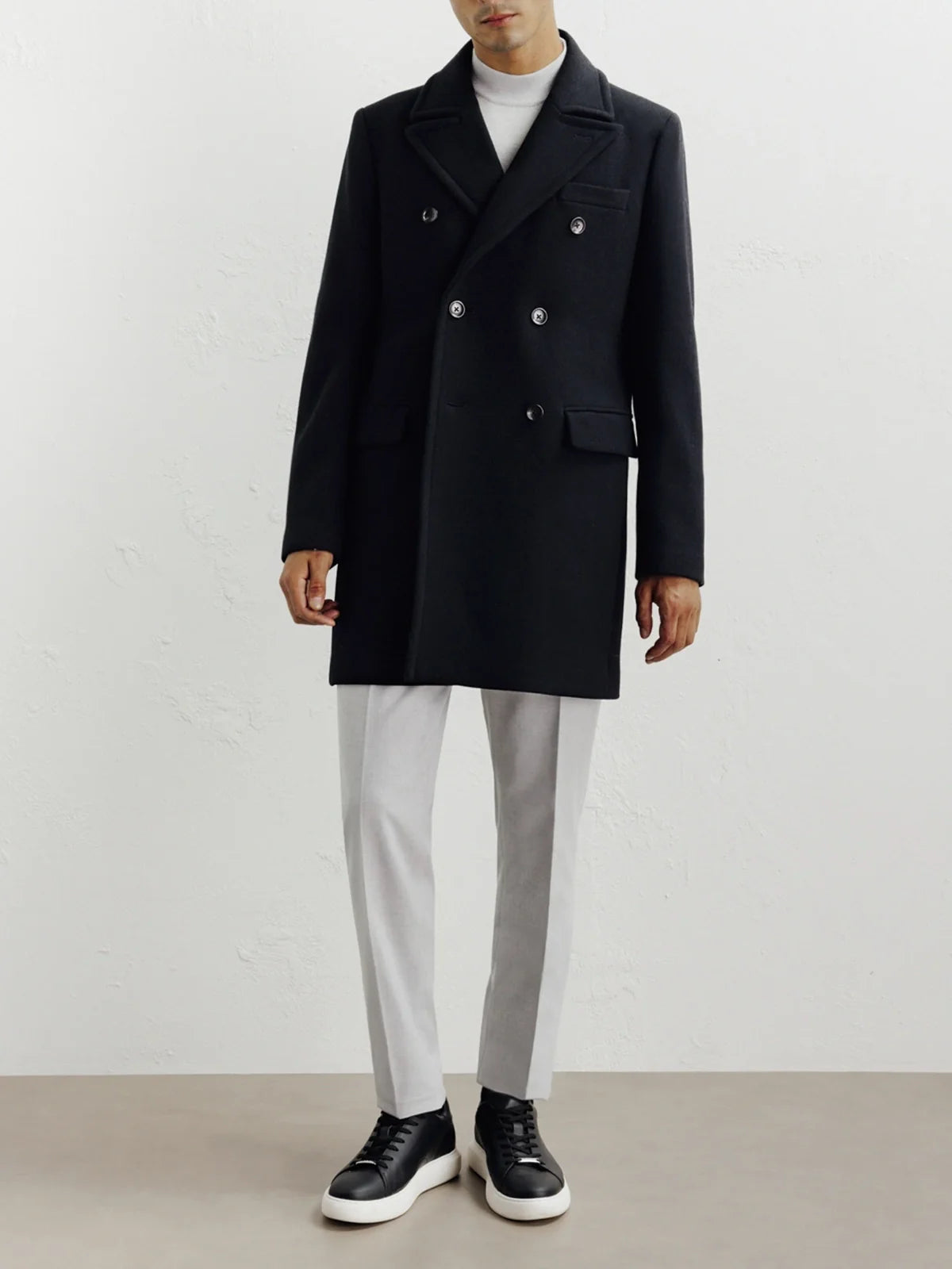 Manteau ville croisé noir - IZAC