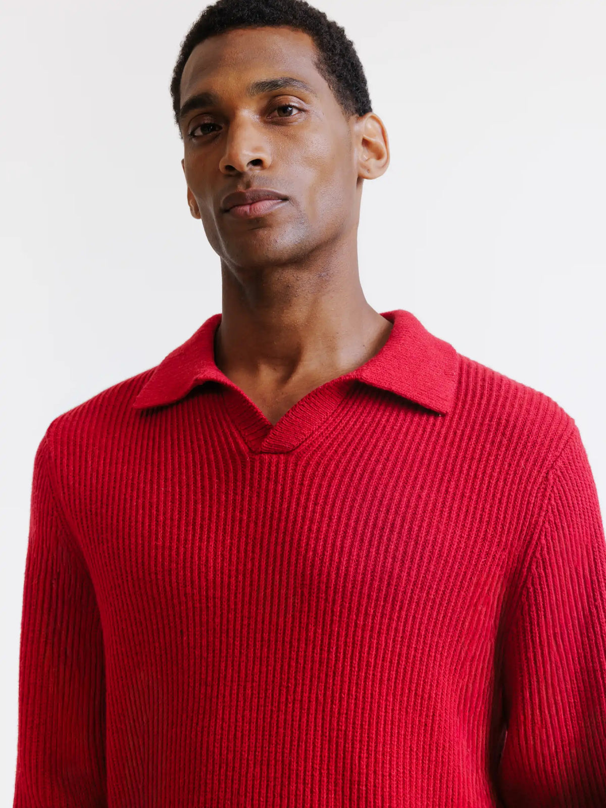 Pull à col polo ouvert rouge foncé - IZAC