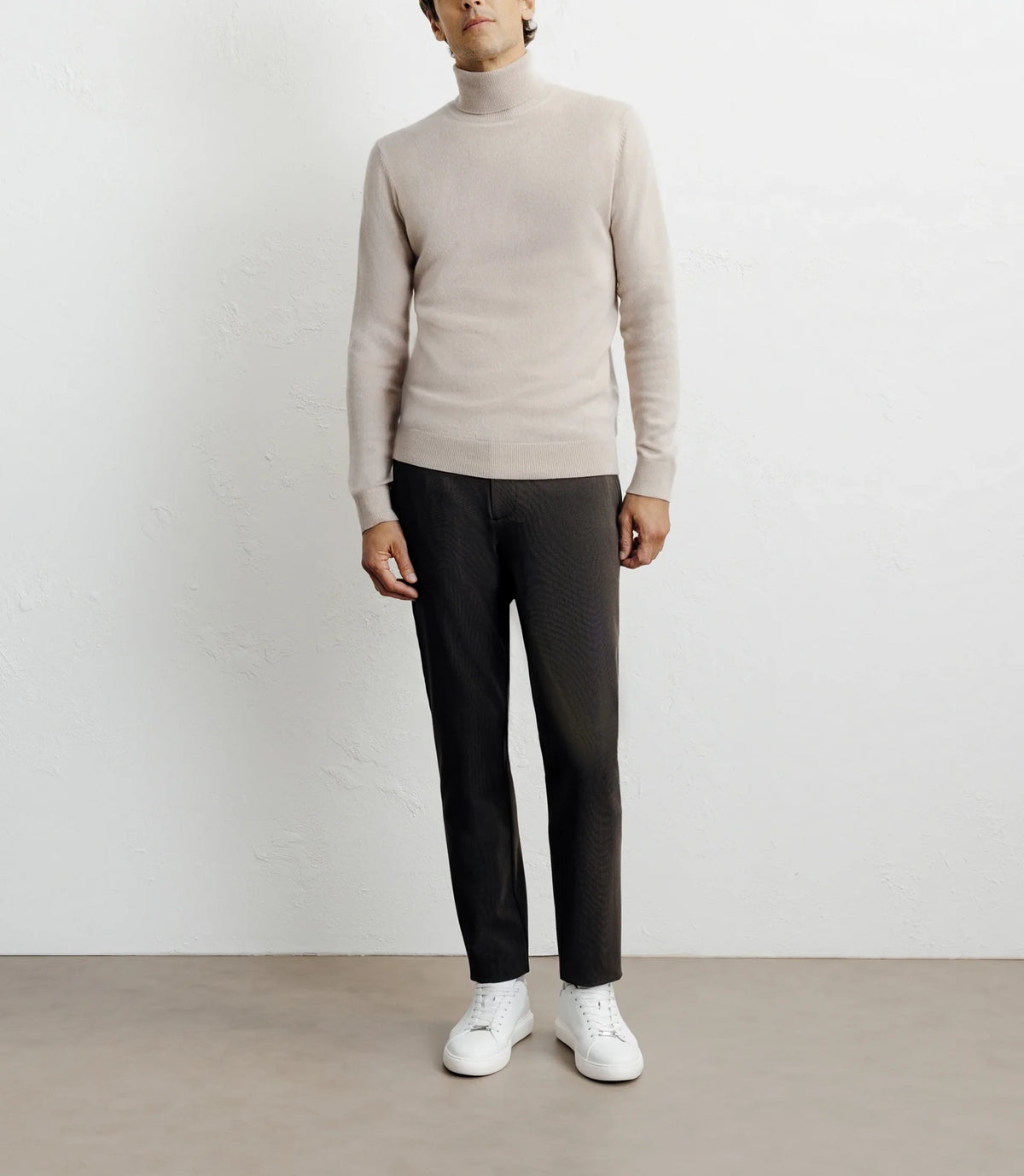 Pull col roulé 100% cachemire beige - IZAC