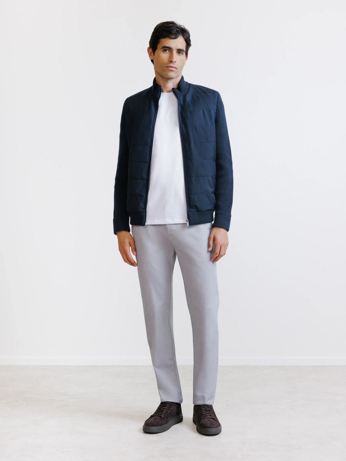 Gilet zippé bi-matière marine - IZAC