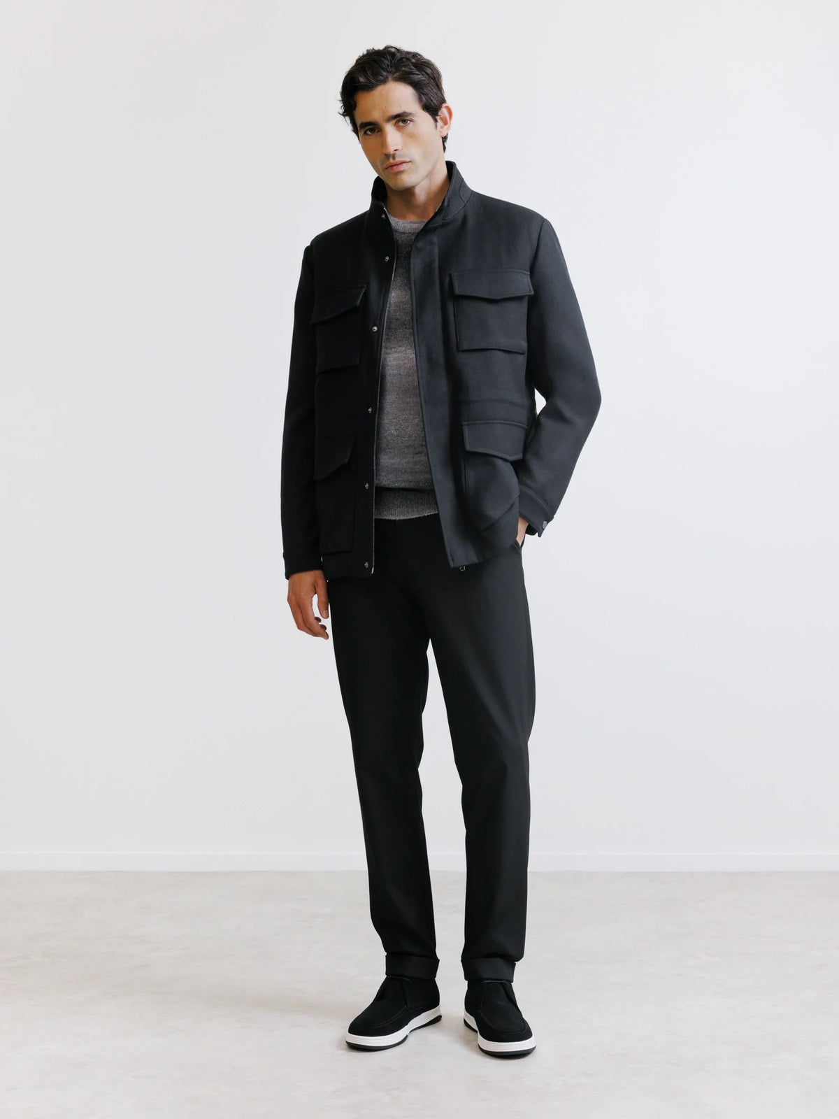 Parka courte à col montant noire - IZAC