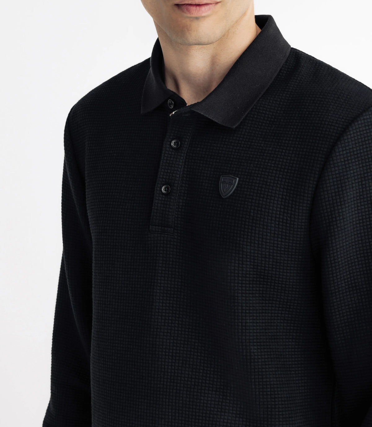 Polo nid d'abeille noir - IZAC