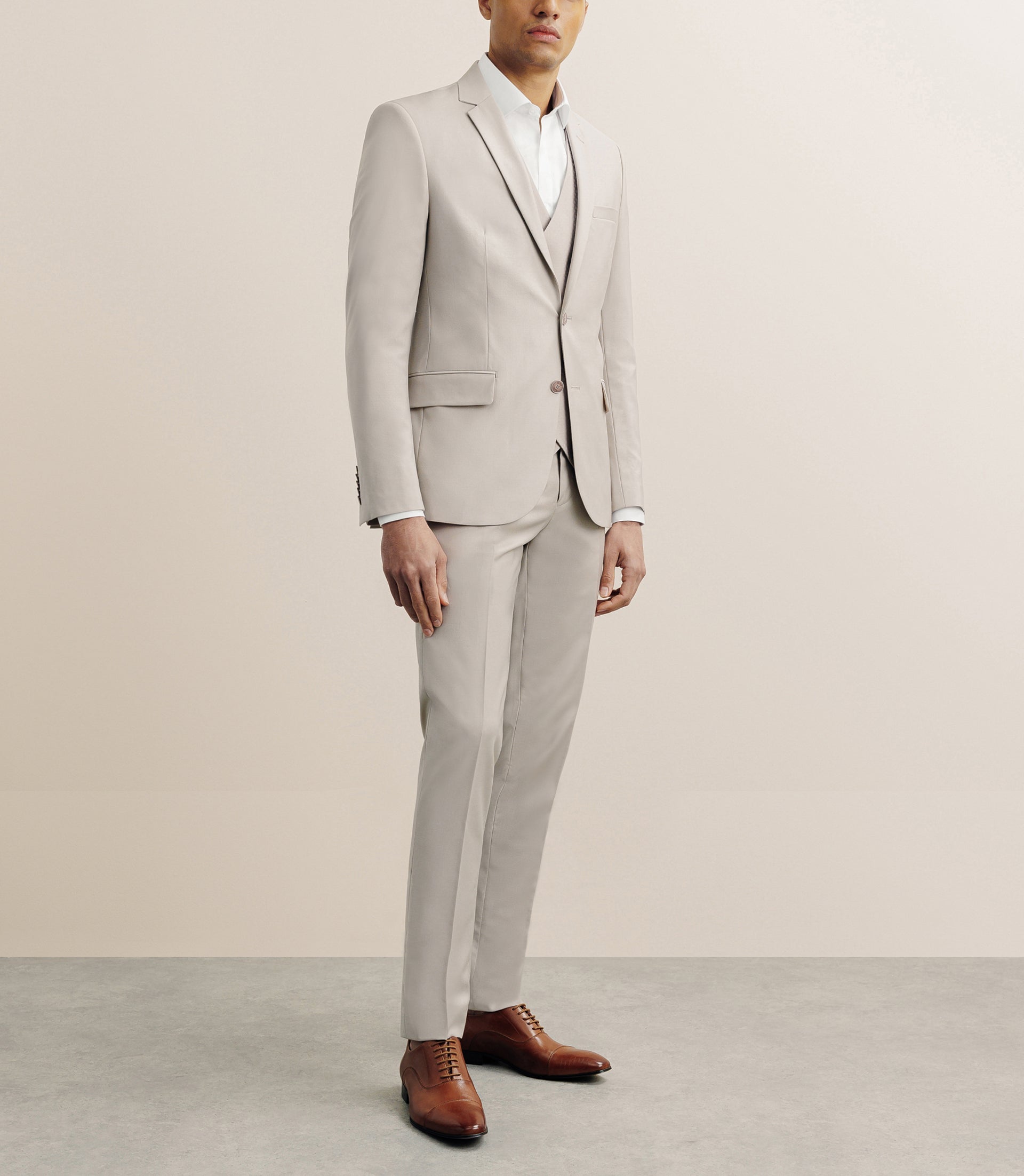 Costume 3 pièces cérémonie ajusté beige - IZAC