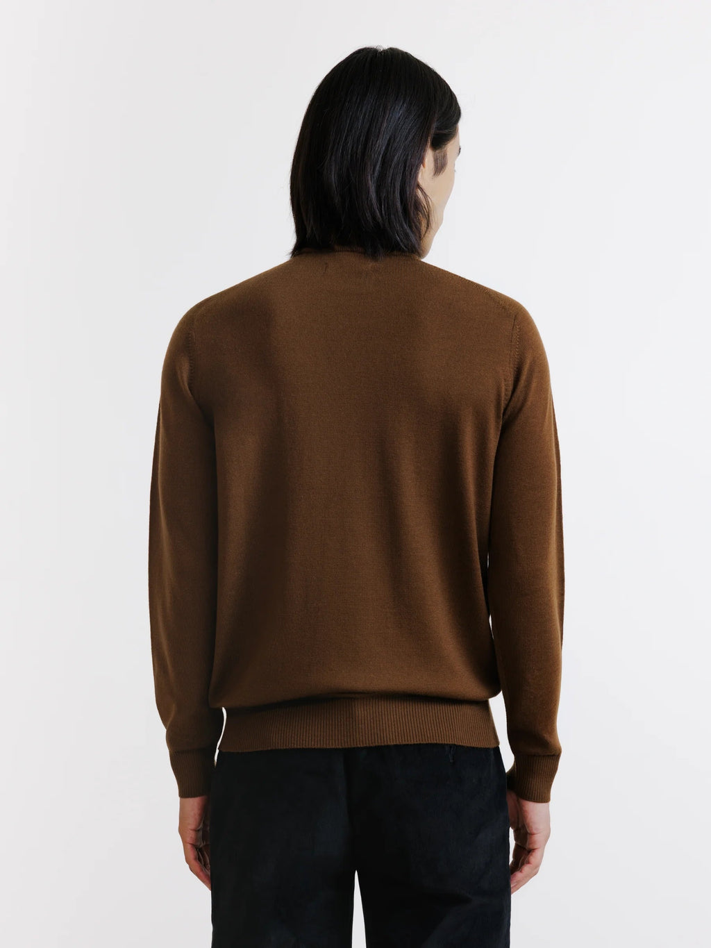 Pull col cheminée en laine mérinos tabac - IZAC
