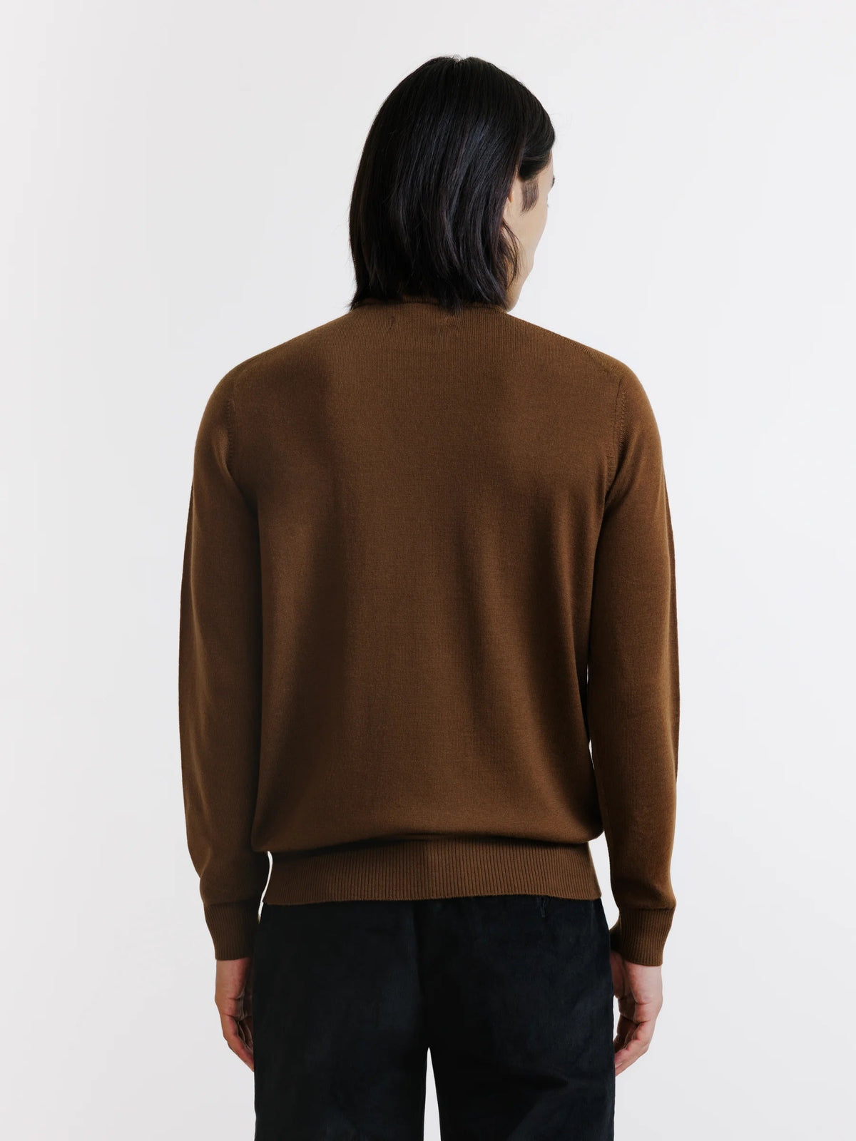 Pull col cheminée en laine mérinos tabac - IZAC